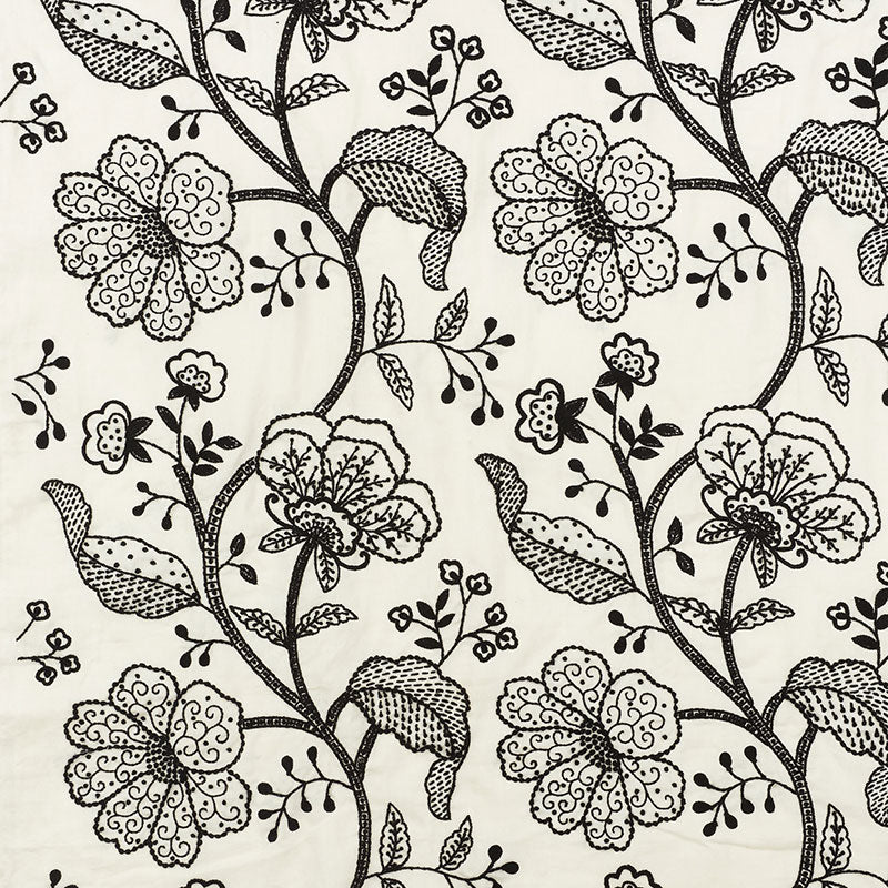 Full Bloom Embroidery fabric in ink color - pattern number 70812 - by Schumacher in the Contemporary Embroideries collection