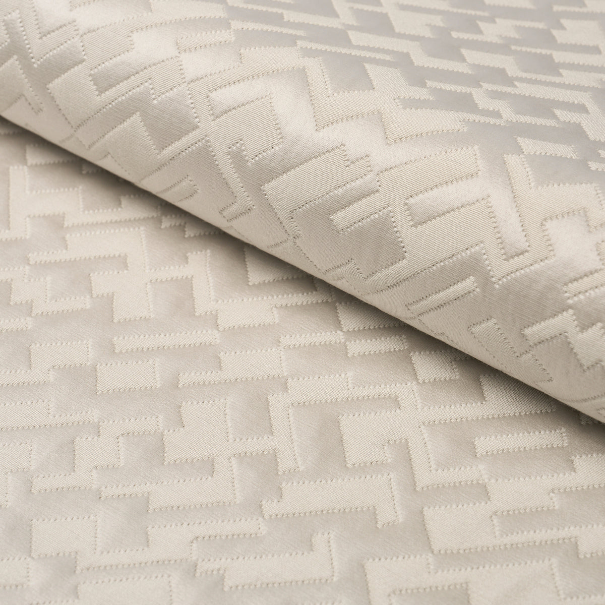 Salon Matelasse Satin fabric in limestone color - pattern number 71191 - by Schumacher in the New Opulence collection