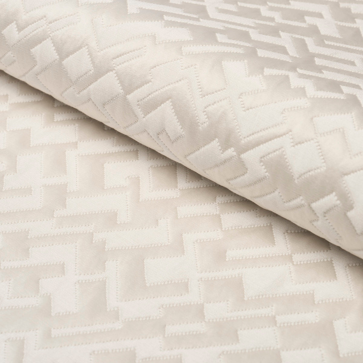 Salon Matelasse Satin fabric in pearl color - pattern number 71192 - by Schumacher in the New Opulence collection