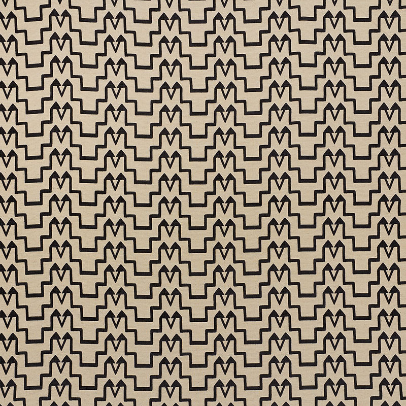 Turkish Step fabric in black natural color - pattern number 71240 - by Schumacher in the David Kaihoi collection