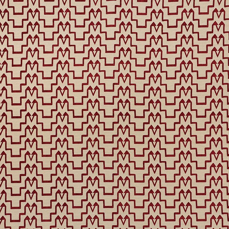 Turkish Step fabric in red natural color - pattern number 71242 - by Schumacher in the David Kaihoi collection