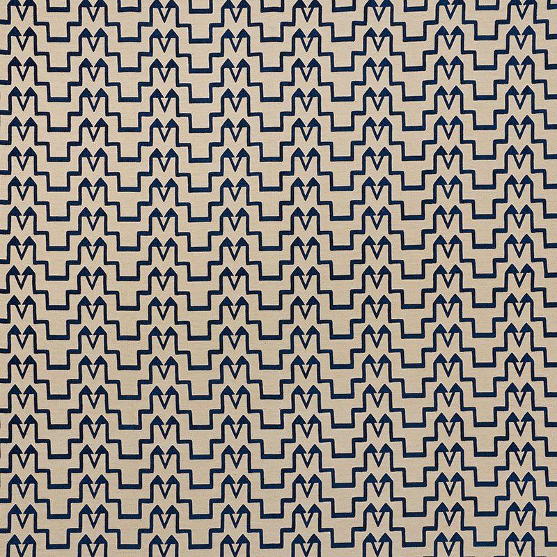 Turkish Step fabric in blue natural color - pattern number 71243 - by Schumacher in the David Kaihoi collection