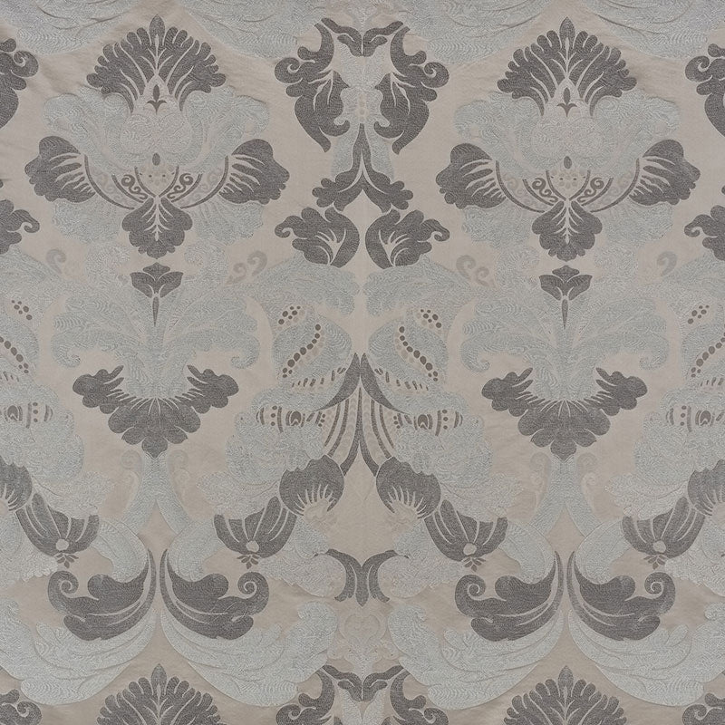 Molveno Damasco fabric in pewter color - pattern number 71470 - by Schumacher in the Damasco collection