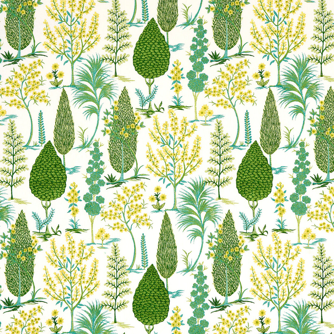 Pandora Embroidery fabric in green color - pattern number 71472 - by Schumacher in the Uncommon Threads collection