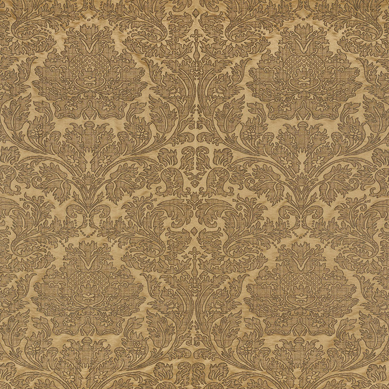 Belice Damasco fabric in antique gold old bad too color - pattern number 71482 - by Schumacher in the Damasco collection