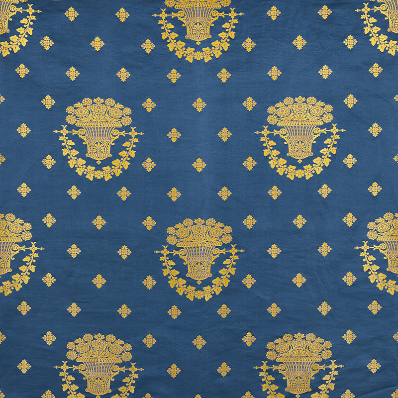 Blue Room Lampas fabric in blue color - pattern number 71700 - by Schumacher in the Blue Room Lampas collection
