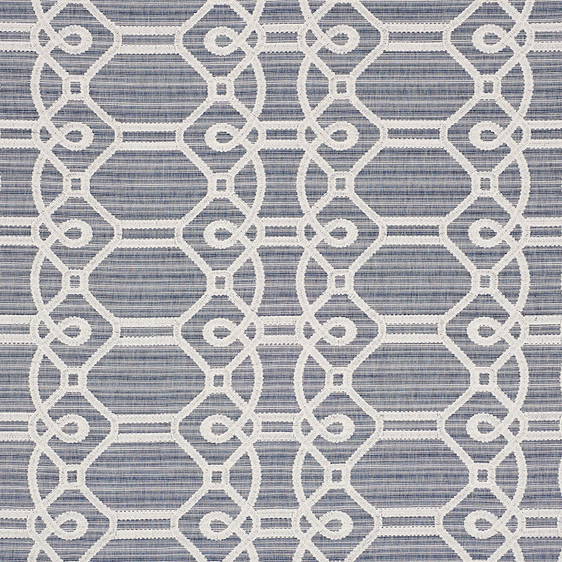 Ziz Embroidery fabric in blue color - pattern number 71930 - by Schumacher in the Caravanne collection