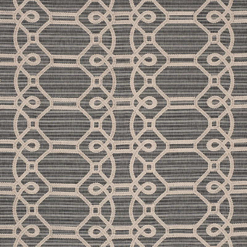 Ziz Embroidery fabric in coal color - pattern number 71931 - by Schumacher in the Caravanne collection