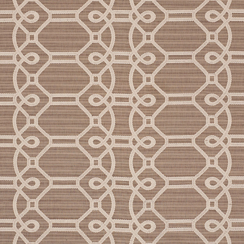 Ziz Embroidery fabric in mocha color - pattern number 71932 - by Schumacher in the Caravanne collection