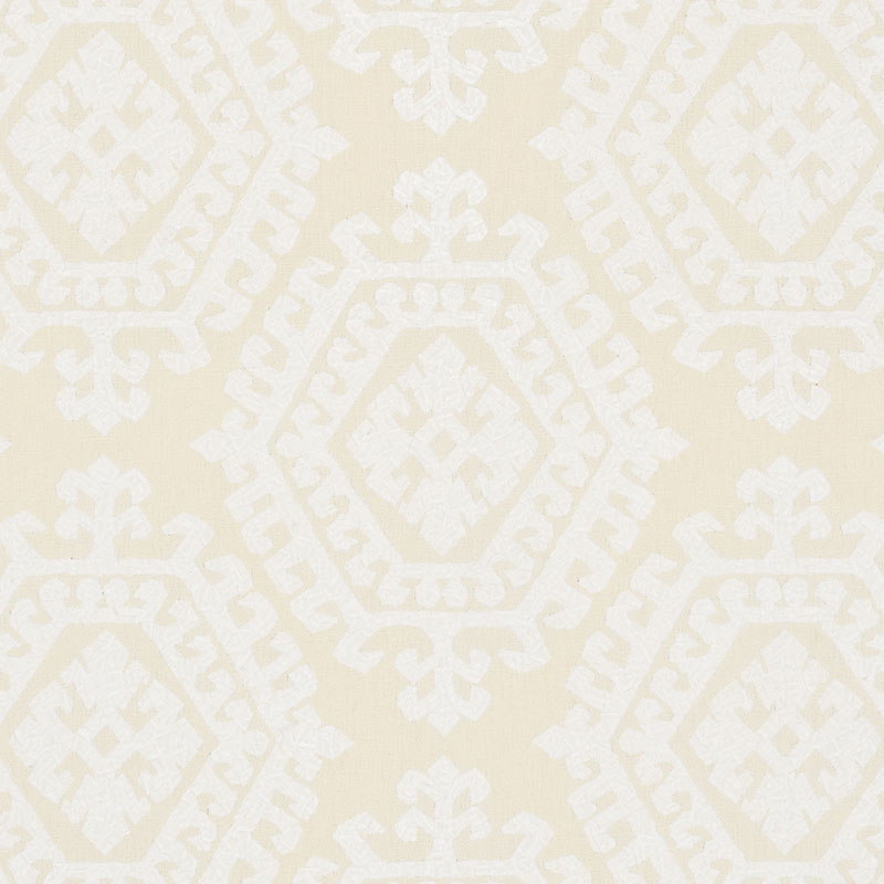 Omar Embroidery fabric in ivory color - pattern number 71940 - by Schumacher in the Caravanne collection