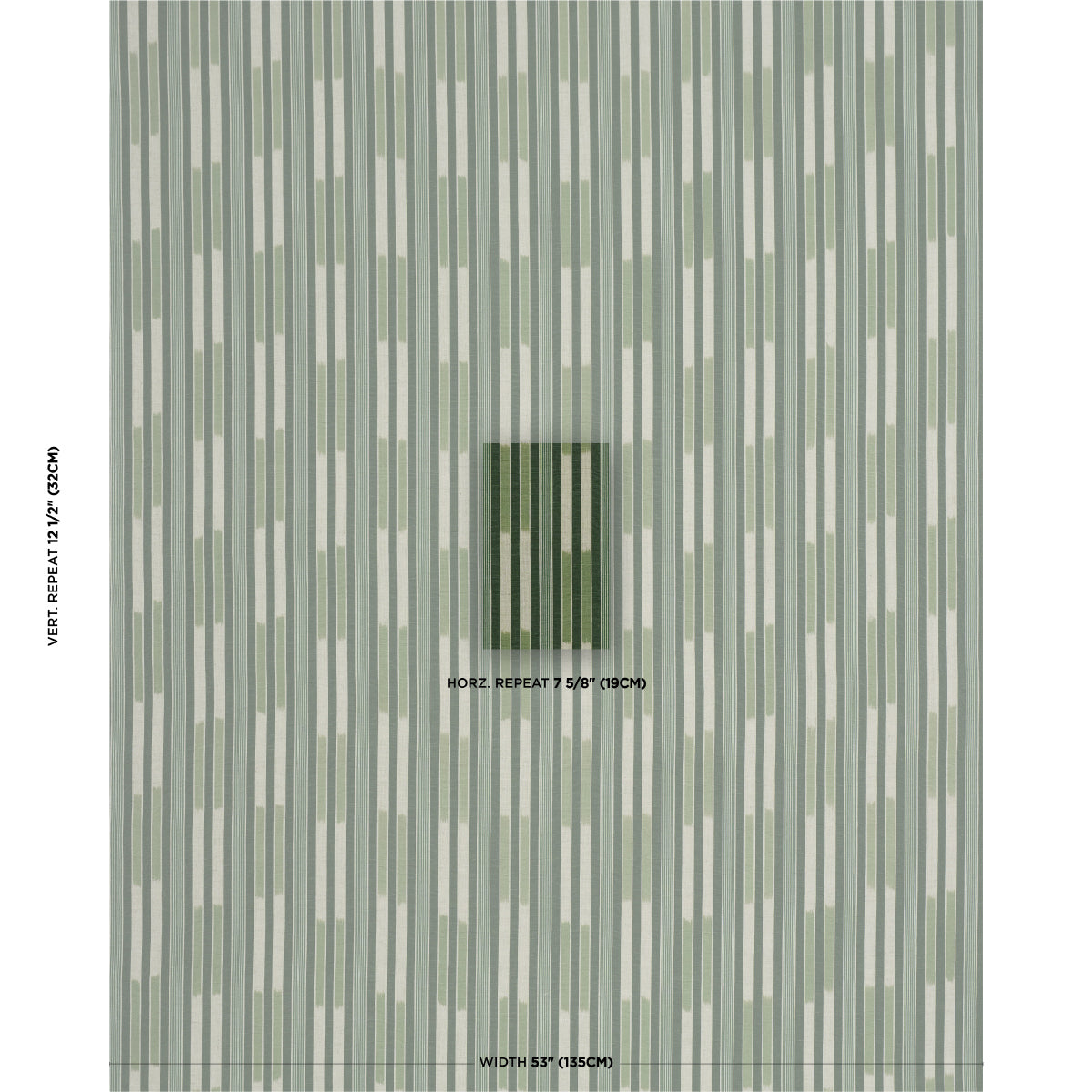 Cusco Ikat fabric in green color - pattern number 71973 - by Schumacher in the True Stripes collection