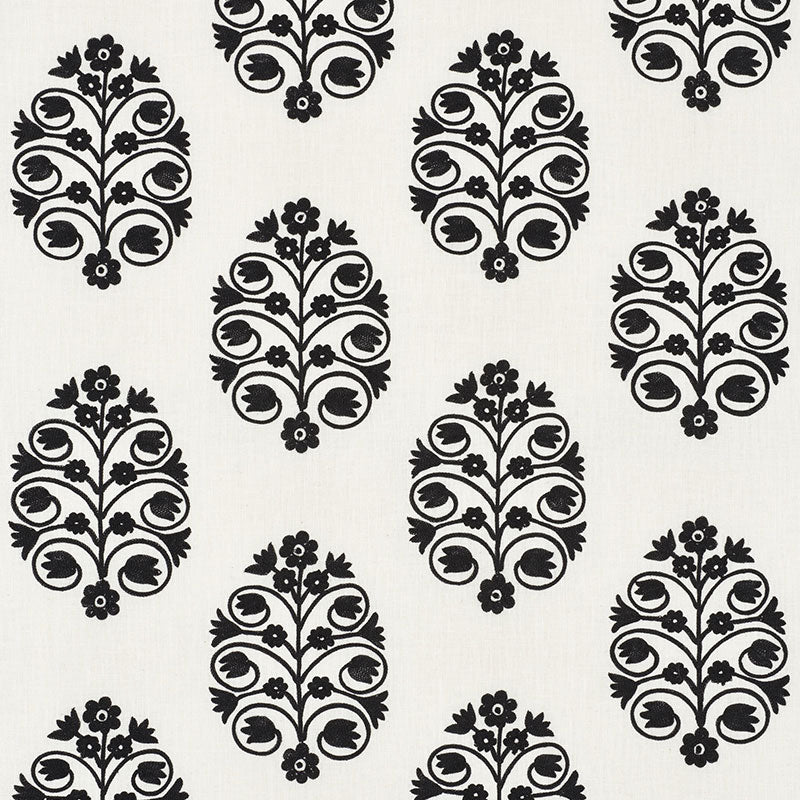 Talitha Embroidery fabric in blackwork color - pattern number 72090 - by Schumacher in the Uncommon Threads collection