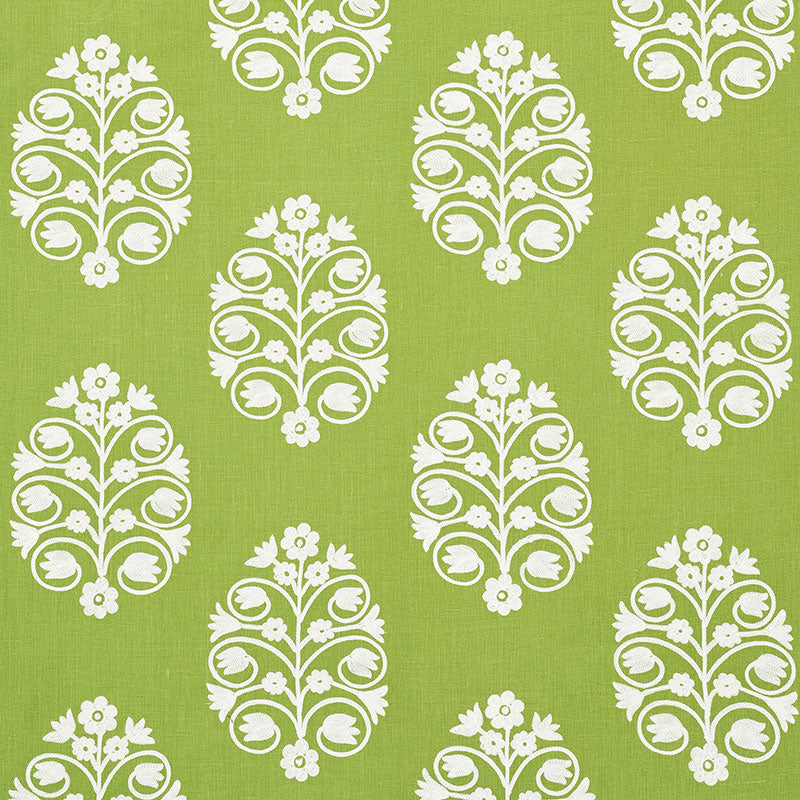 Talitha Embroidery fabric in leaf color - pattern number 72092 - by Schumacher in the Uncommon Threads collection