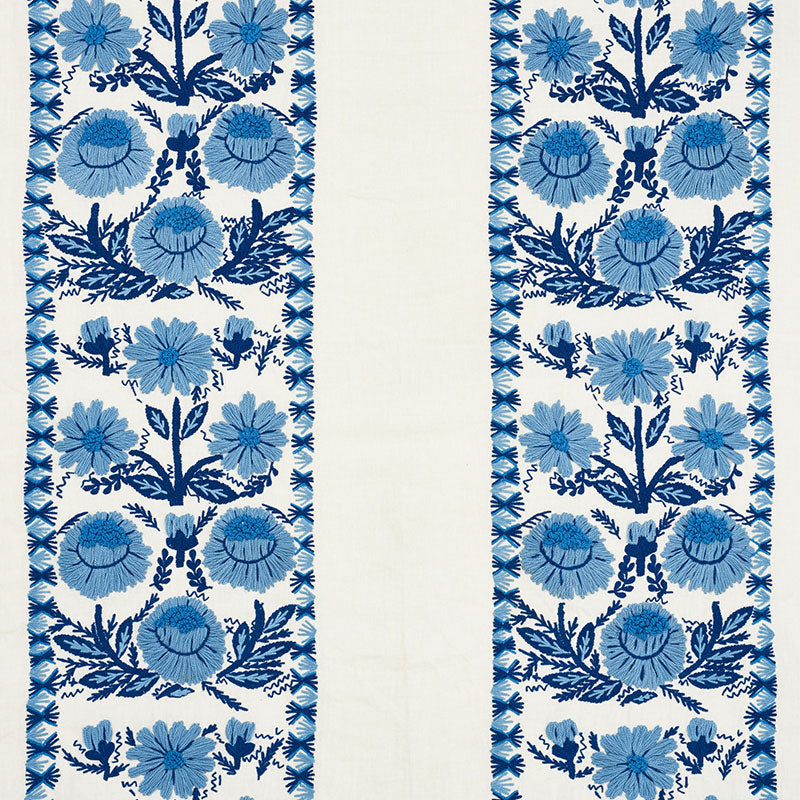 Marguerite Embroidery fabric in sky color - pattern number 72330 - by Schumacher in the Once Upon A Time collection
