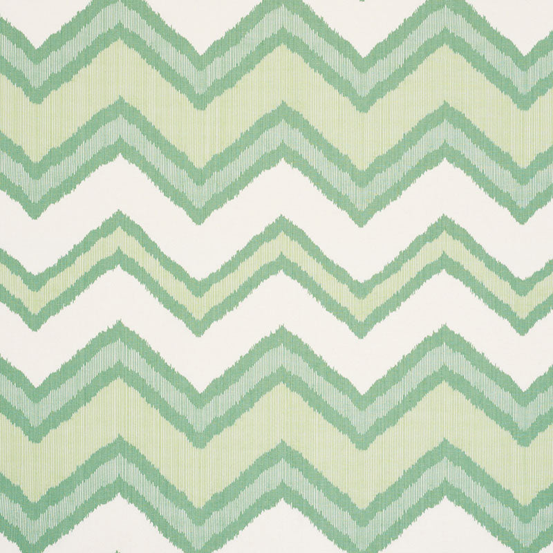 Chevron Ikat fabric in green color - pattern number 72631 - by Schumacher in the Ikat Collection collection