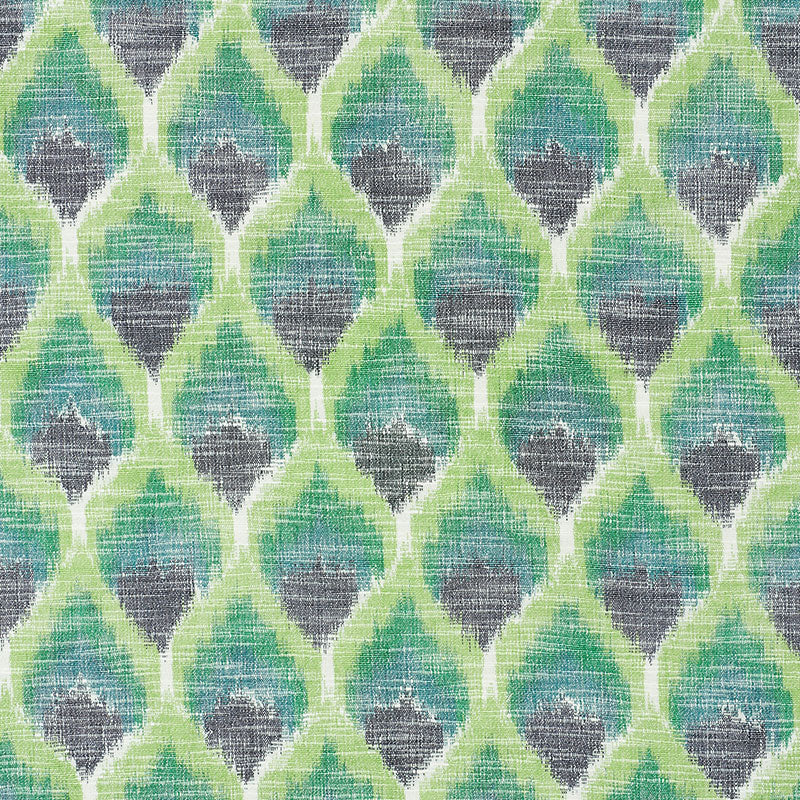 Odisha Ikat fabric in greens color - pattern number 72640 - by Schumacher in the Ikat Collection collection