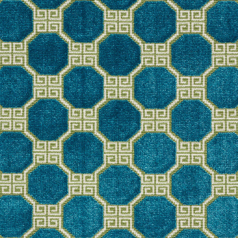 Octavia Velvet fabric in peacock color - pattern number 72794 - by Schumacher in the Cut &amp; Patterned Velvets collection