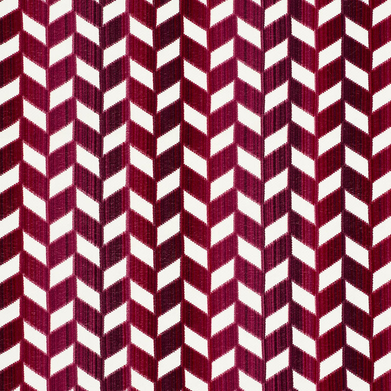 Chevron Strie Velvet fabric in garnet color - pattern number 72812 - by Schumacher in the Cut &amp; Patterned Velvets collection