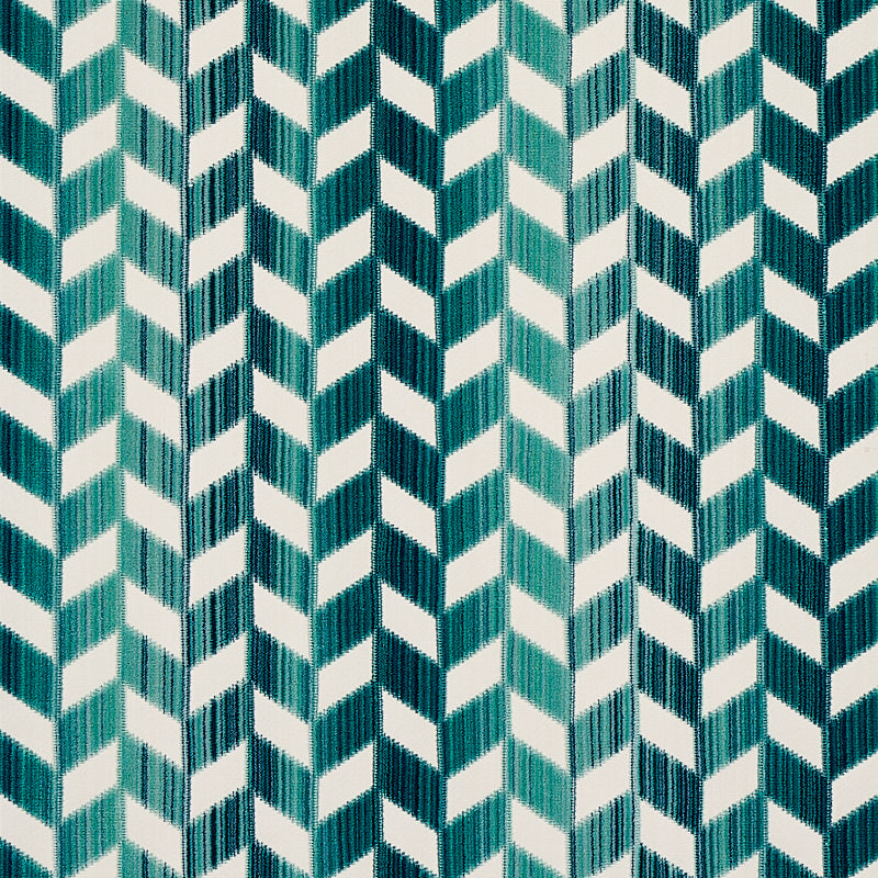 Chevron Strie Velvet fabric in peacock color - pattern number 72813 - by Schumacher in the Cut &amp; Patterned Velvets collection