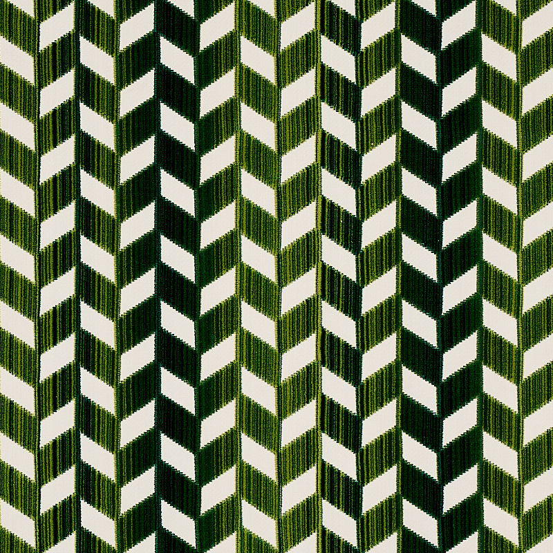 Chevron Strie Velvet fabric in emerald color - pattern number 72814 - by Schumacher in the Cut &amp; Patterned Velvets collection