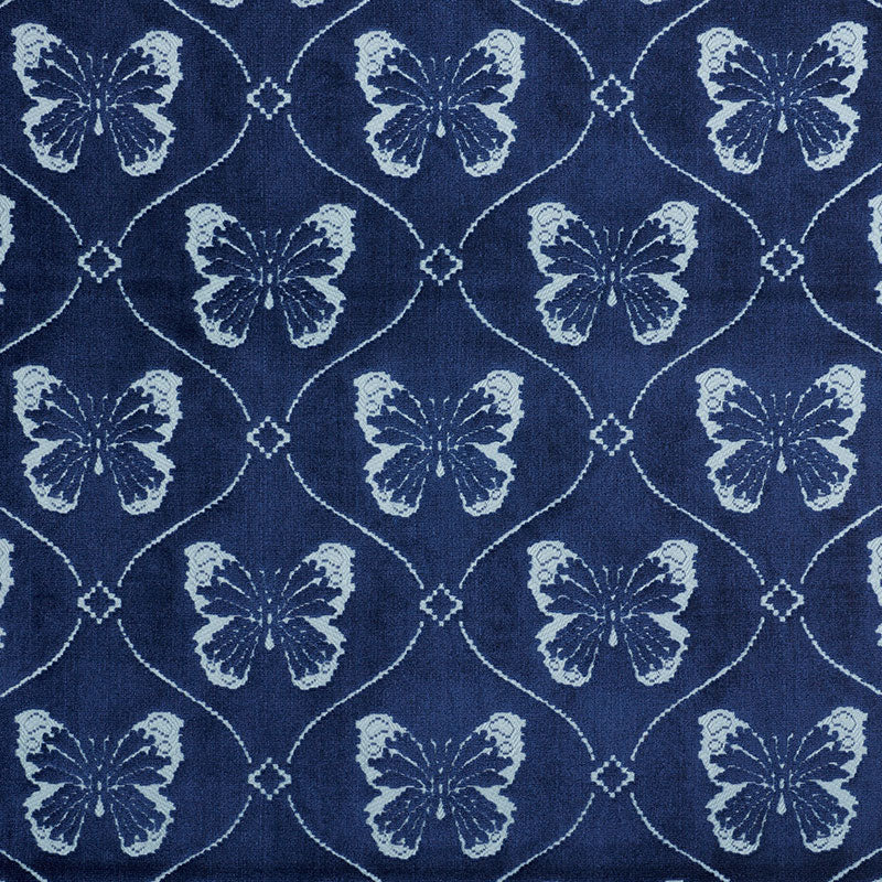 Papillon Velvet fabric in sapphire color - pattern number 72962 - by Schumacher in the Cut &amp; Patterned Velvets collection