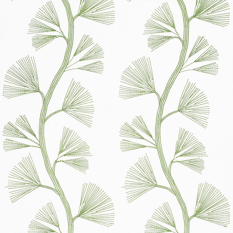 Ginkgo Embroidery fabric in leaf color - pattern number 73080 - by Schumacher in the Orient Express collection