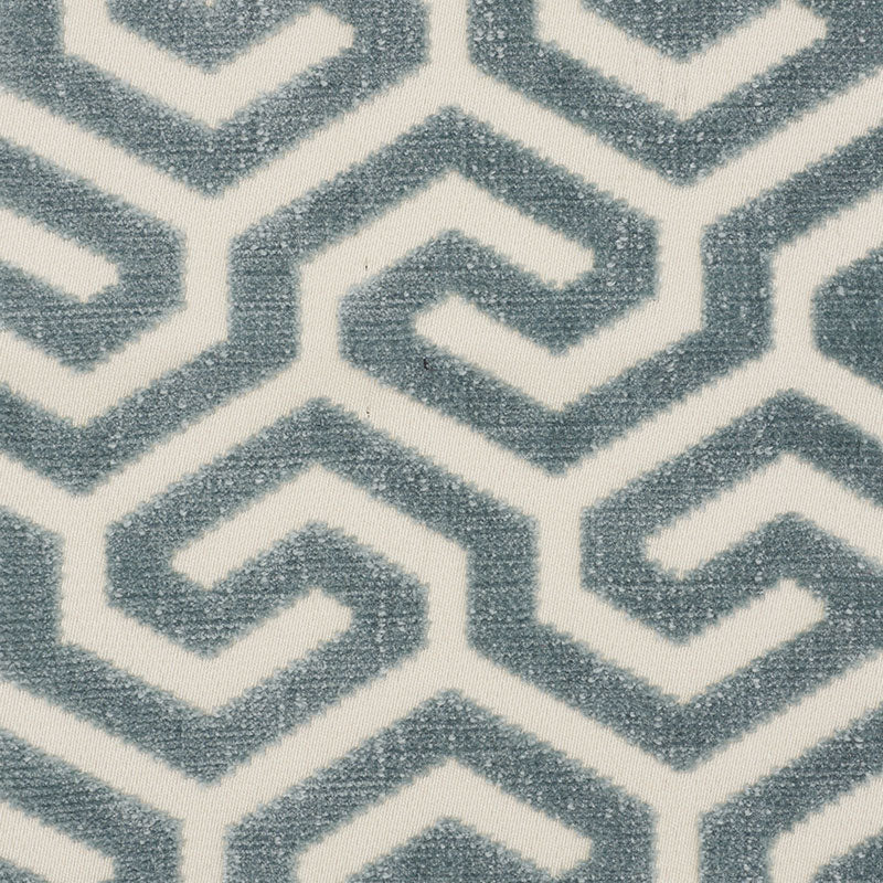 Ming Fret Velvet fabric in mineral color - pattern number 73100 - by Schumacher in the Cut &amp; Patterned Velvets collection