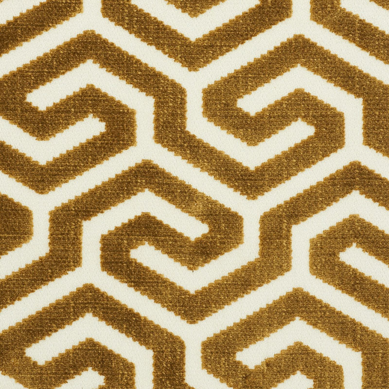 Ming Fret Velvet fabric in bronze color - pattern number 73102 - by Schumacher in the Cut &amp; Patterned Velvets collection