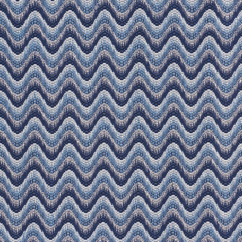 Bargello Wave fabric in blue color - pattern number 73440 - by Schumacher in the Happy Together collection