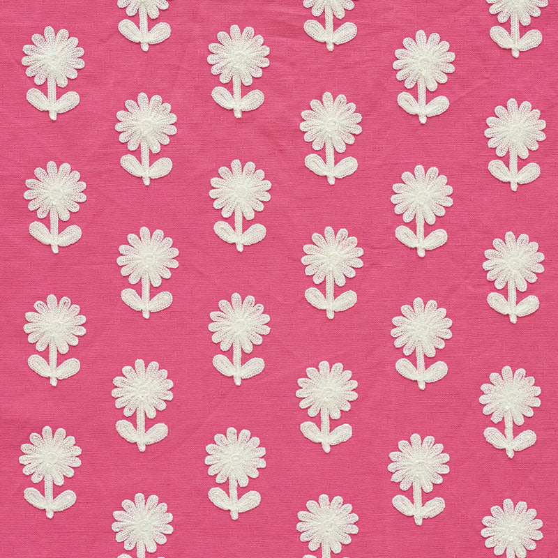 Paley Embroidery fabric in pink color - pattern number 73481 - by Schumacher in the Happy Together collection