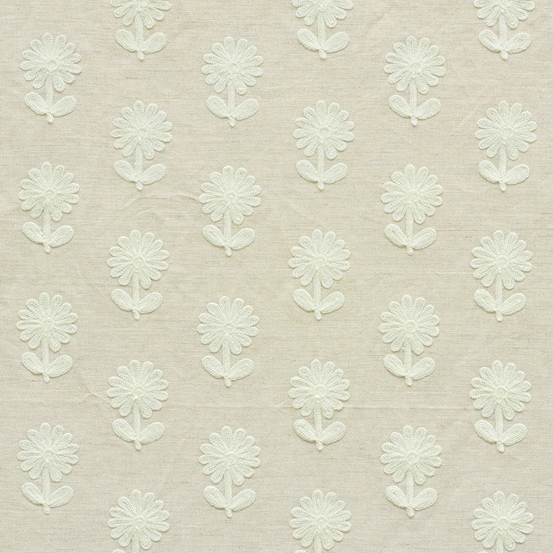 Paley Embroidery fabric in natural color - pattern number 73482 - by Schumacher in the Happy Together collection