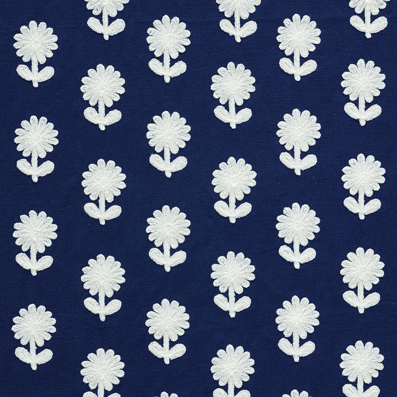 Paley Embroidery fabric in blue color - pattern number 73483 - by Schumacher in the Happy Together collection