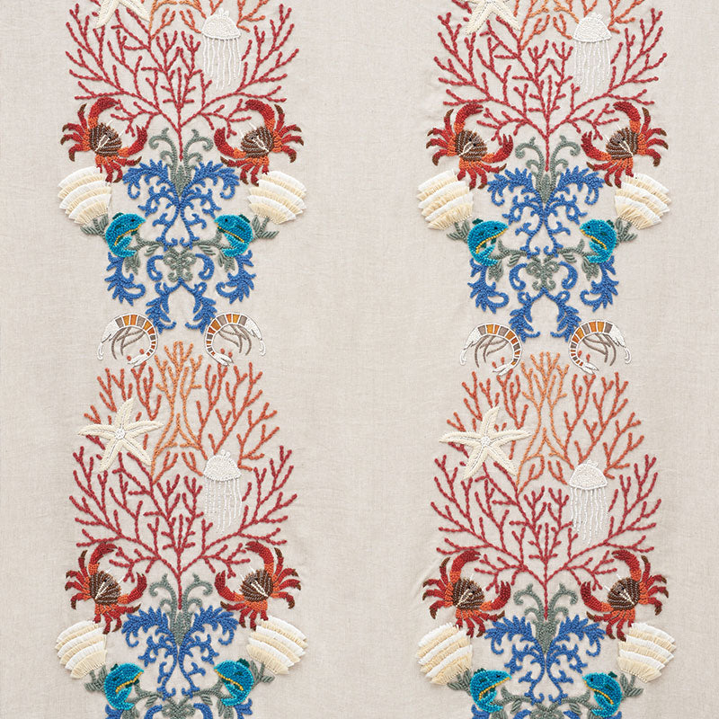 Under The Sea fabric in multi color - pattern number 73550 - by Schumacher in the Exquisite Embroideries collection