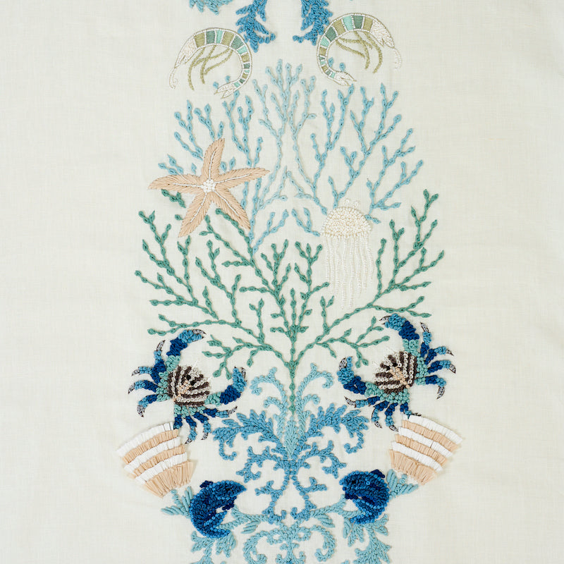 Under The Sea fabric in seafoam color - pattern number 73551 - by Schumacher in the Exquisite Embroideries collection