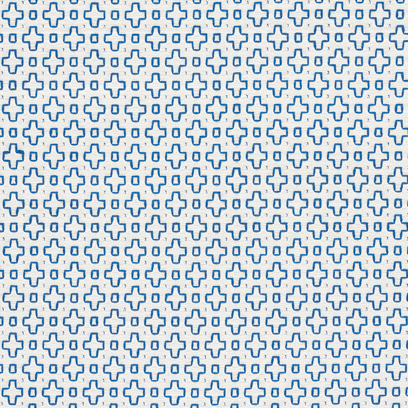 Scout Embroidery fabric in blue color - pattern number 73560 - by Schumacher in the Happy Together collection