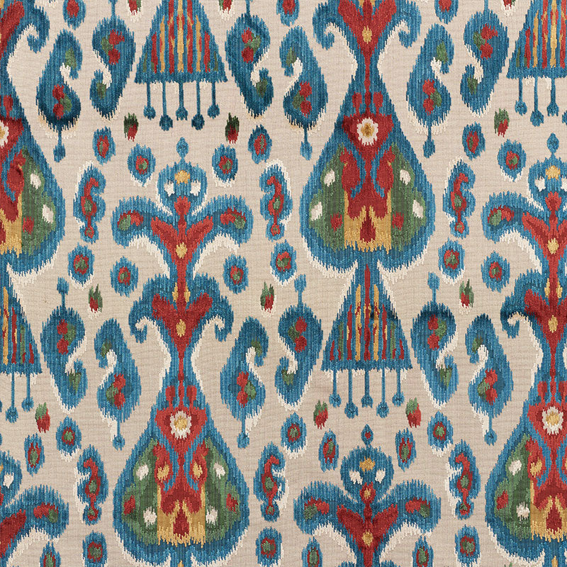 Tabriz Ikat Velvet fabric in multi color - pattern number 73930 - by Schumacher in the Cut &amp; Patterned Velvets collection
