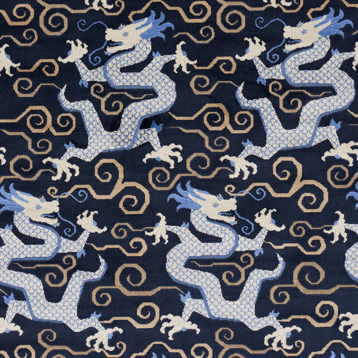 Bixi Velvet fabric in midnight blue color - pattern number 73976 - by Schumacher in the Cut &amp; Patterned Velvets collection
