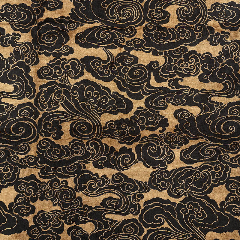 Sozan Velvet fabric in gold and onyx color - pattern number 74060 - by Schumacher in the Cut &amp; Patterned Velvets collection