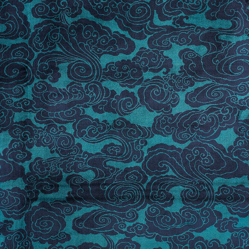 Sozan Velvet fabric in peacock color - pattern number 74061 - by Schumacher in the Cut &amp; Patterned Velvets collection