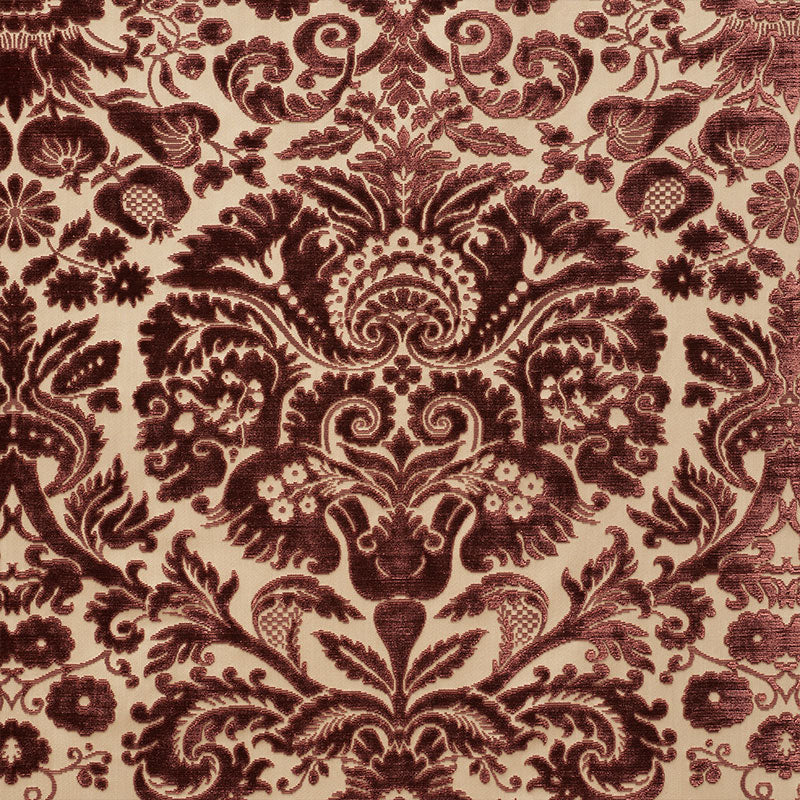 Morimont Velvet fabric in rosewood color - pattern number 74072 - by Schumacher in the Cut &amp; Patterned Velvets collection