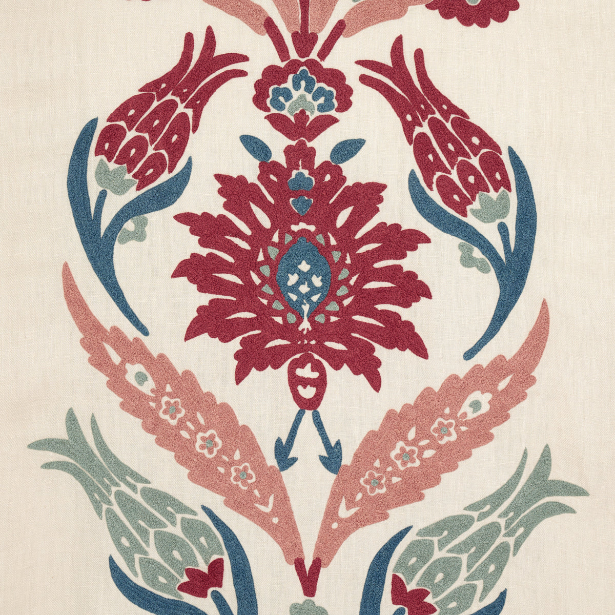 Anagada Embroidery fabric in dusty rose color - pattern number 74140 - by Schumacher in the Palampore collection