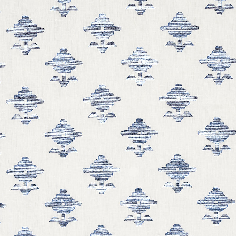 Rubia Embroidery fabric in blue color - pattern number 74163 - by Schumacher in the Easy Elements collection