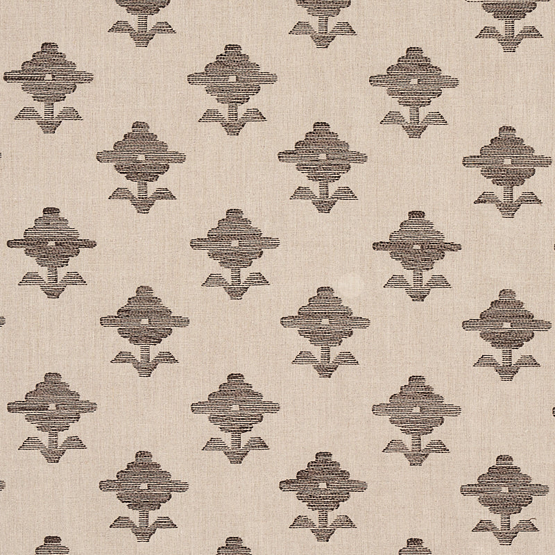 Rubia Embroidery fabric in brown color - pattern number 74165 - by Schumacher in the Easy Elements collection