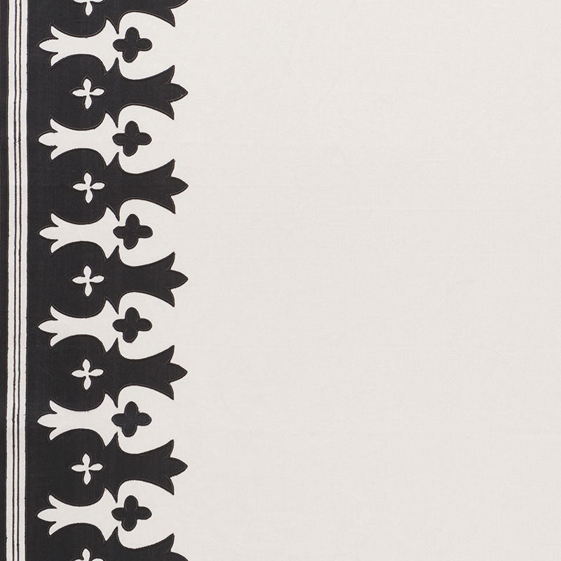 Bergama Applique fabric in carbon and ivory color - pattern number 74181 - by Schumacher in the Ottoman Chic collection