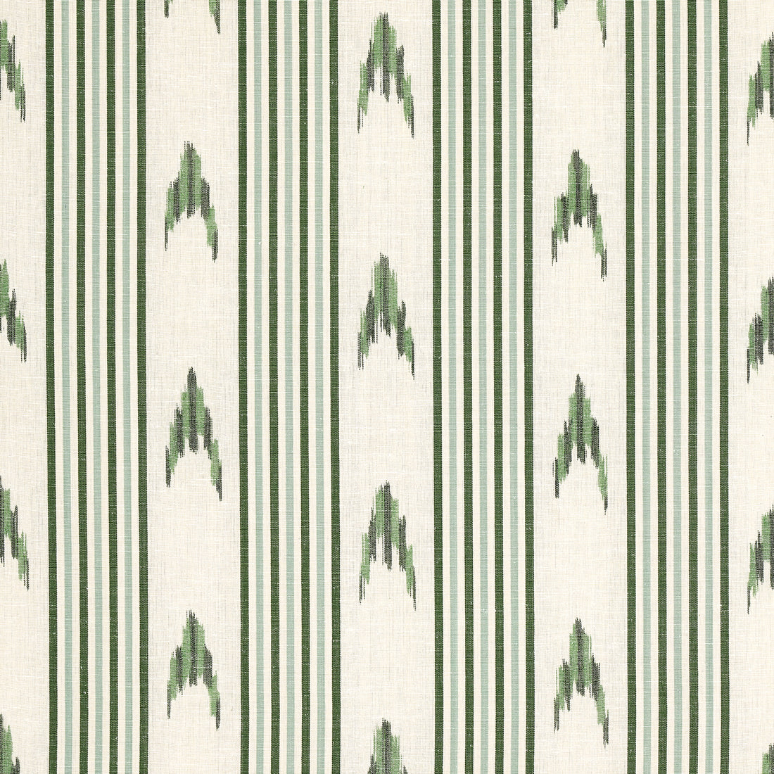 Santa Barbara Ikat fabric in leaf green color - pattern number 74224 - by Schumacher in the Mark D. Sikes collection