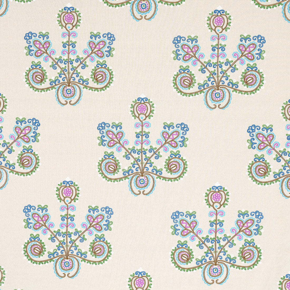 Estrella Embroidery fabric in jewel color - pattern number 74453 - by Schumacher in the Bohemia collection