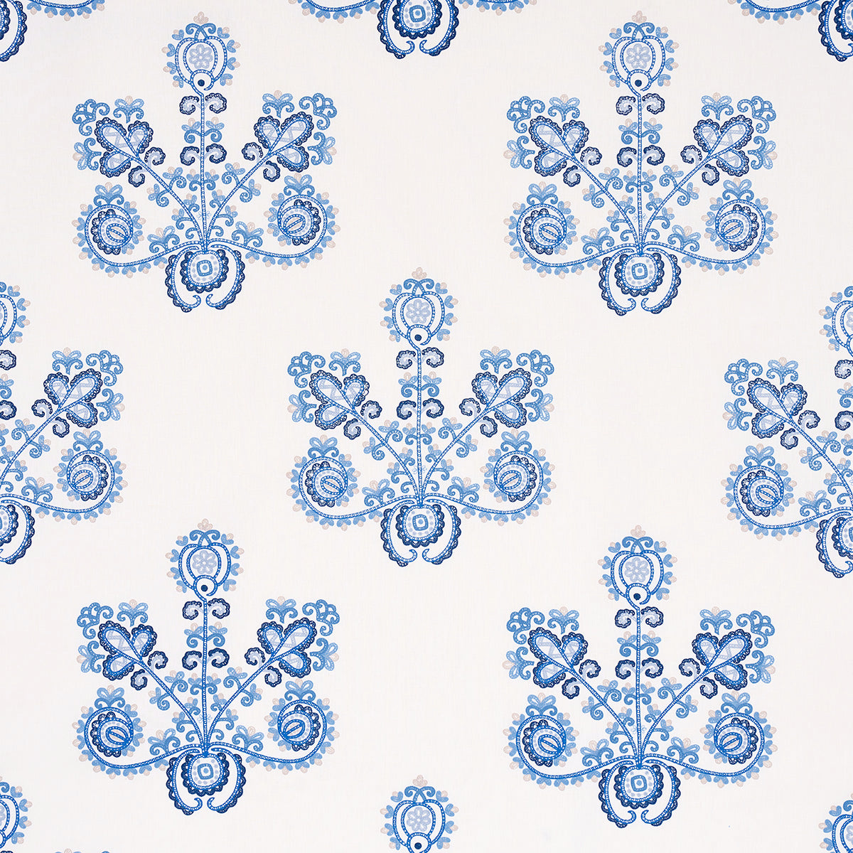 Estrella Embroidery fabric in porcelain color - pattern number 74454 - by Schumacher in the Bohemia collection