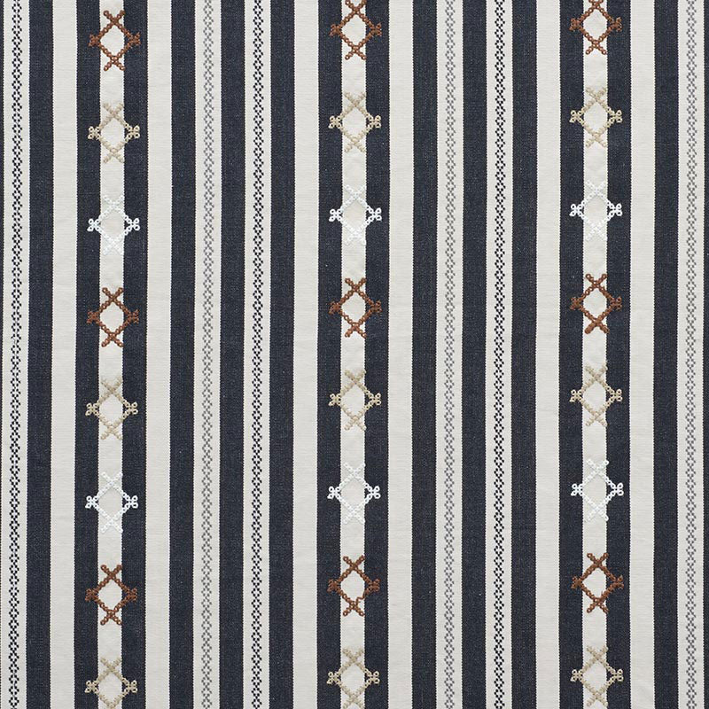 Rhodes Stripe fabric in black color - pattern number 74461 - by Schumacher in the Open Sky collection
