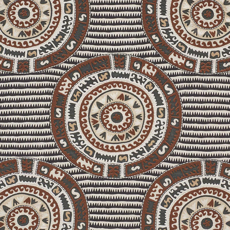 Corfu fabric in black neutral color - pattern number 74471 - by Schumacher in the Primitive Beauty collection