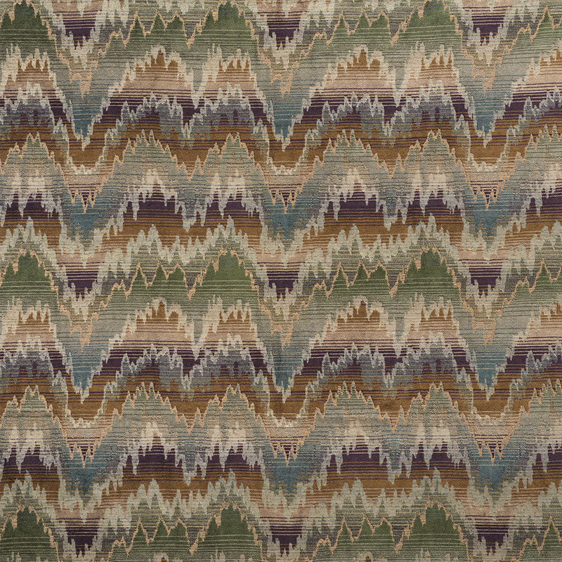 Carpenter Flamestitch fabric in moss color - pattern number 75170 - by Schumacher in the Relaxed Glamour collection